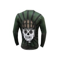 Freiburg skull long sleeve bike shirt darkgreen/amber XS