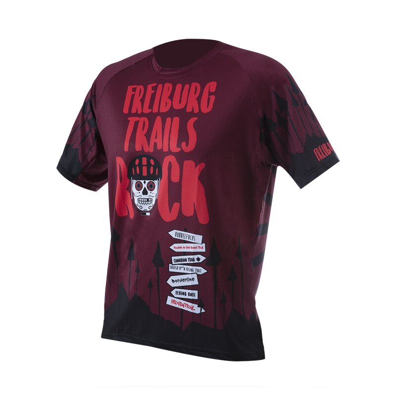 Freiburg Totenkopf Kurzarm Bike Shirt rot/ schwarz XL