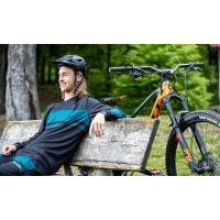 Adventure Langarm Bike Shirt schwarz/ petrol