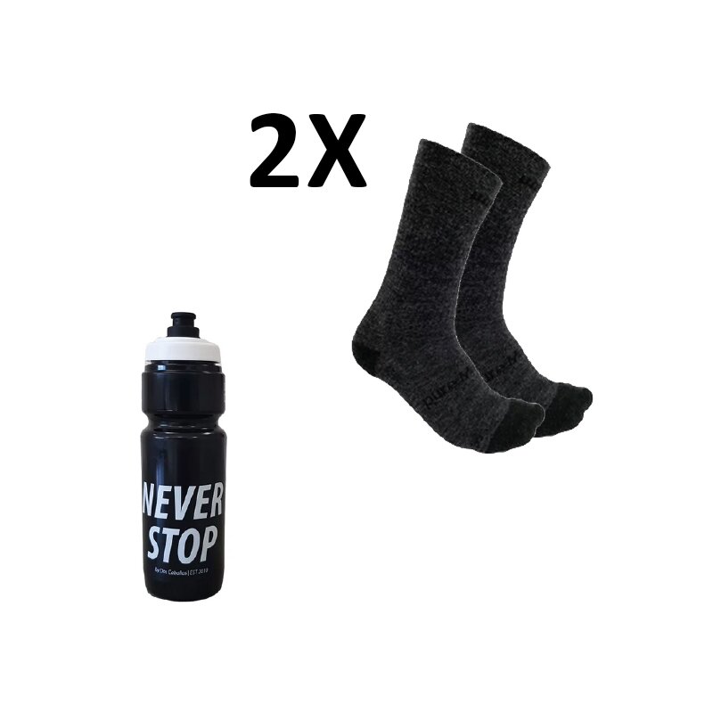 Gift Set BLACK - drinking bottle/ merino sock